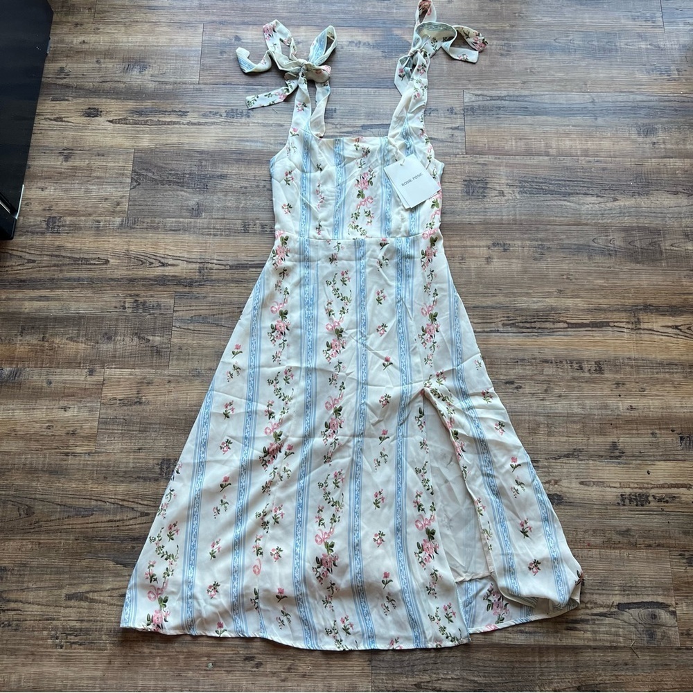 Rosie Posie Womens Sweet Floral Stripe Sundress Cottage Boho Sz Small NWT
